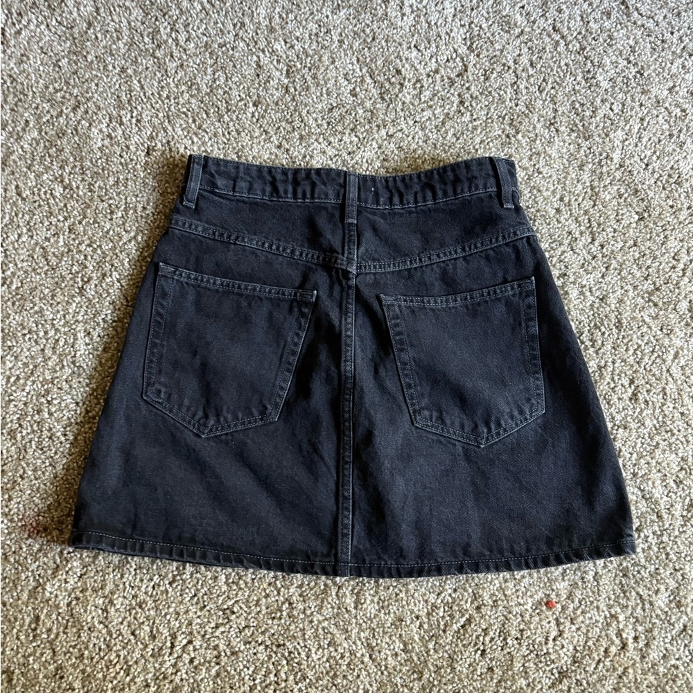Topshop Charcoal A-Line Denim Skirt - Picture 3 of 5